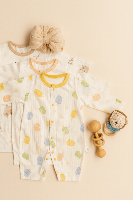 Bộ đồ liền thân Breezy Bears thiết kế tối giả dành cho bé trai và bé gái