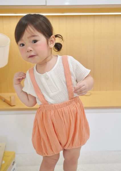 Yếm Softy chất vải xô muslin kèm áo thun 100% cotton mềm mại dành cho bé gái