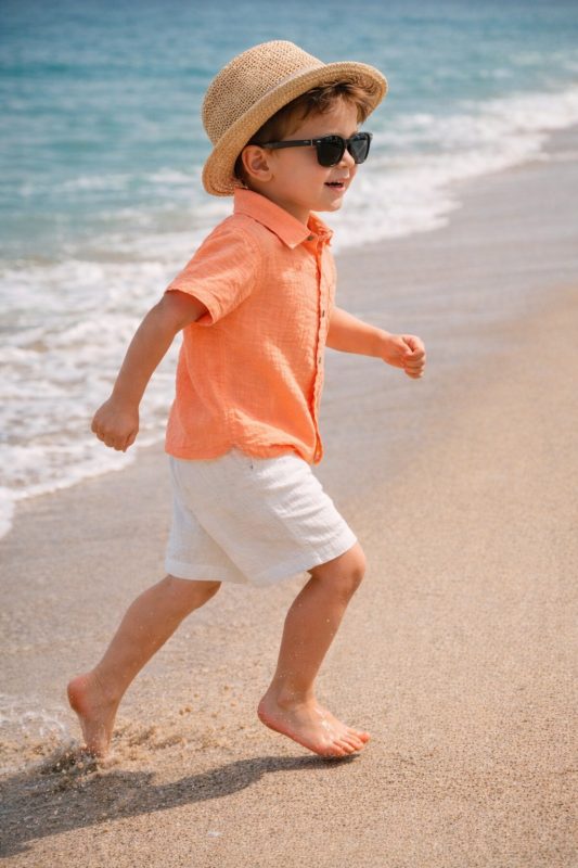 Bộ áo kèm quần Little Wave chất vải xô muslin thanh lịch dành cho bé trai và bé gái